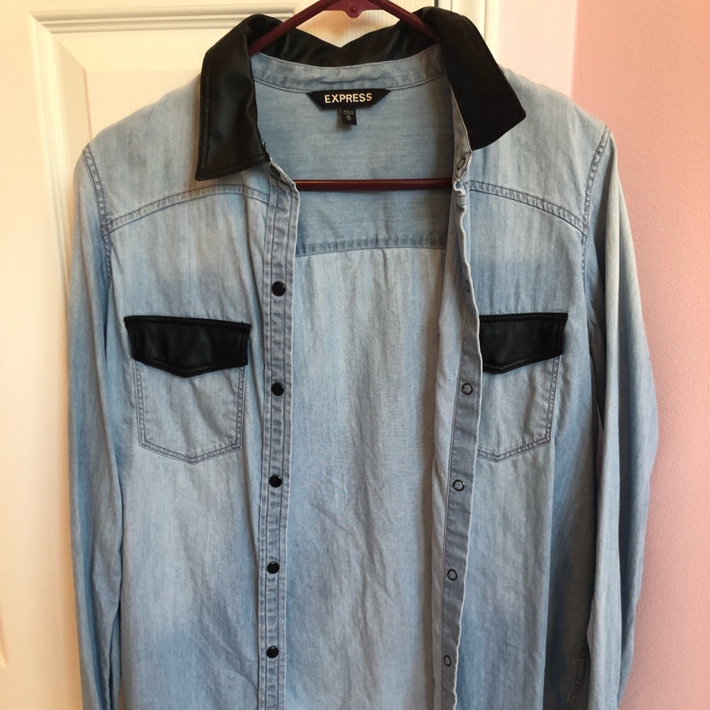 Express Button Down Shirt with leather detail